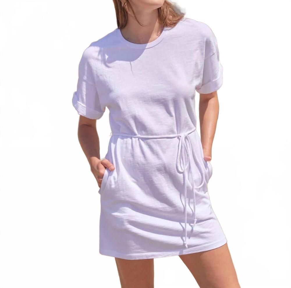 NEW SUNDRY rolled sleeve dress in optic white